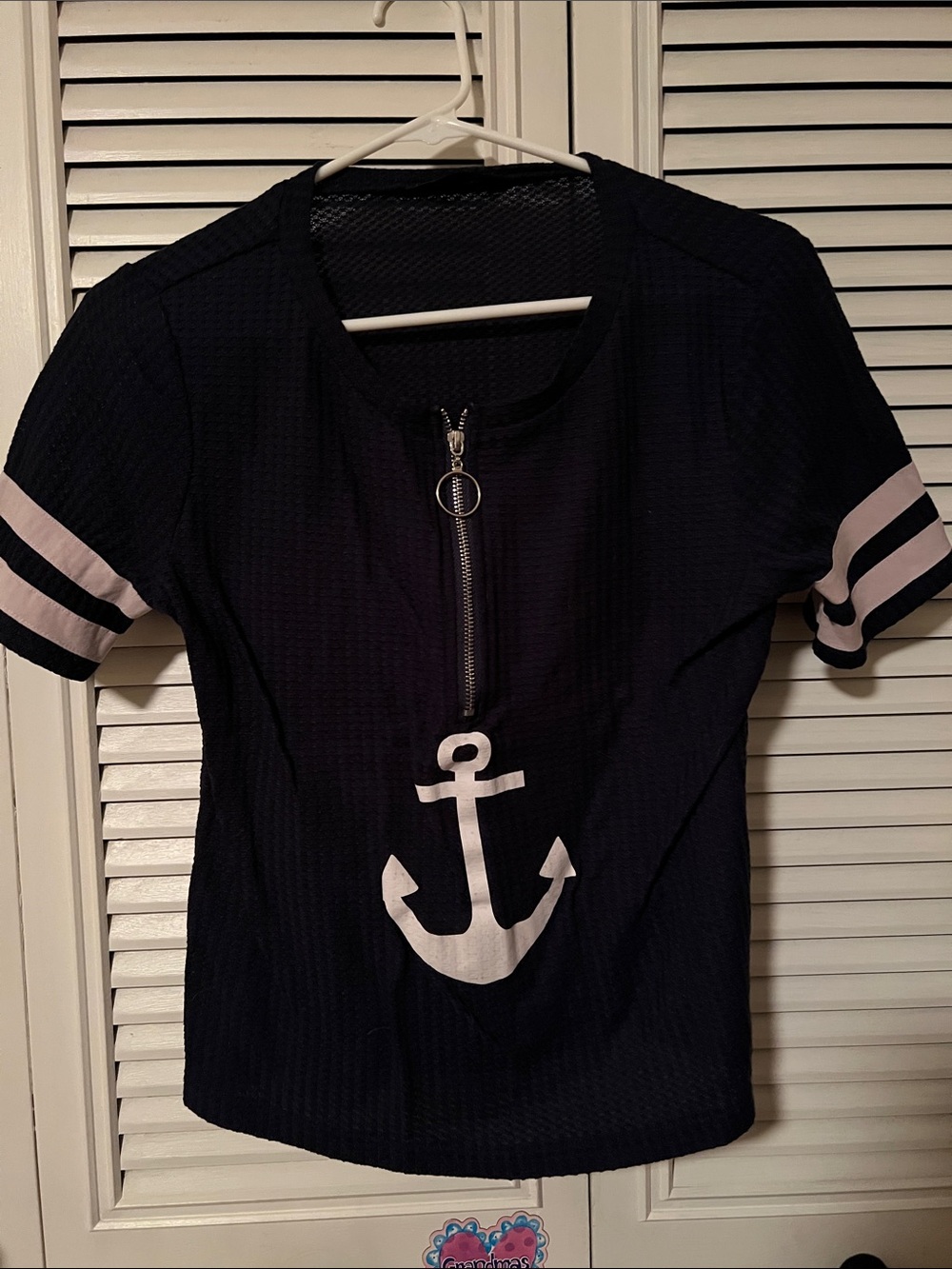 Navy Anchor Zip-Front woman’s Shirt